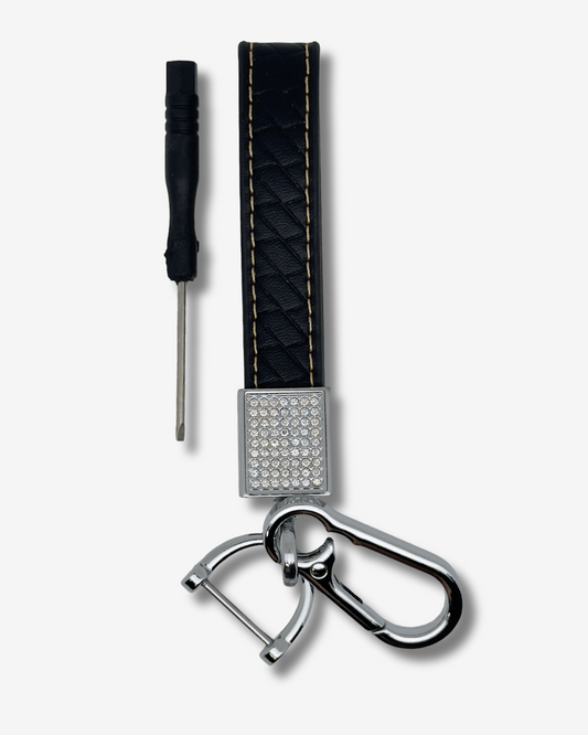 Glitzer Kunstleder Schlüsselanhänger Karabiner