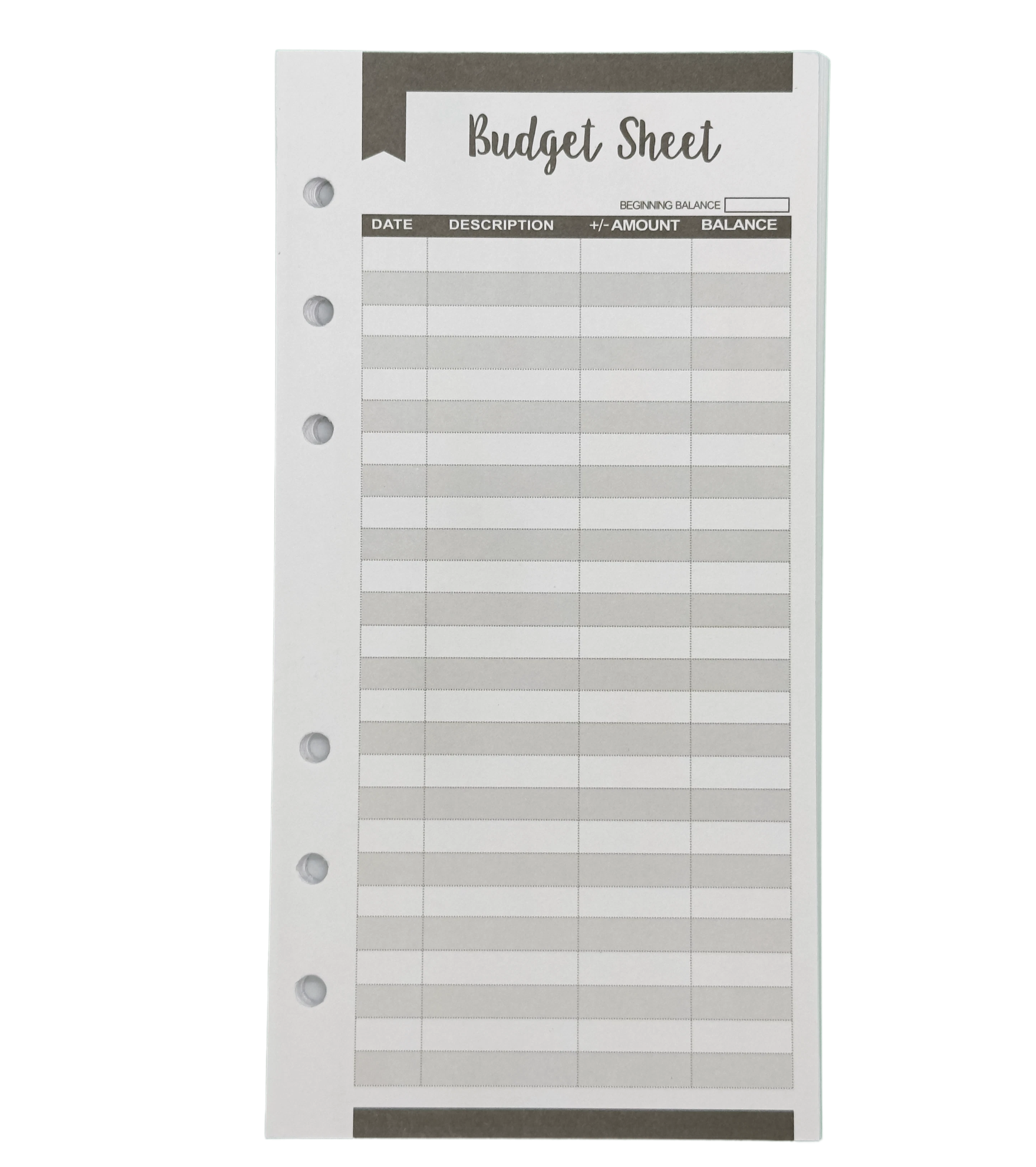 Budget Sheet als Tabelle 12 Hartpapier Blätter
